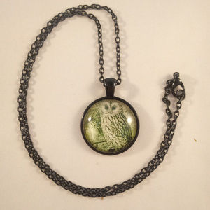 Accessories - Black Owl Cabochon Pendant Chain Necklace Mens Accessories - Black Owl Cabochon Pendant Chain Necklace Mens